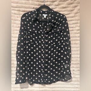 Old Navy Navy Polka Dot Blouse